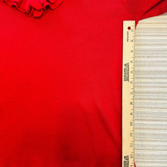 Coldwater Creek Red Ruffle Neck Sweater, Size L - Picture 7 of 11